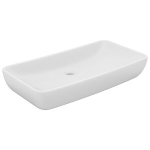 vidaXL Ylellinen pesuallas suorakaide matta valkoinen 71x38 cm keraami
