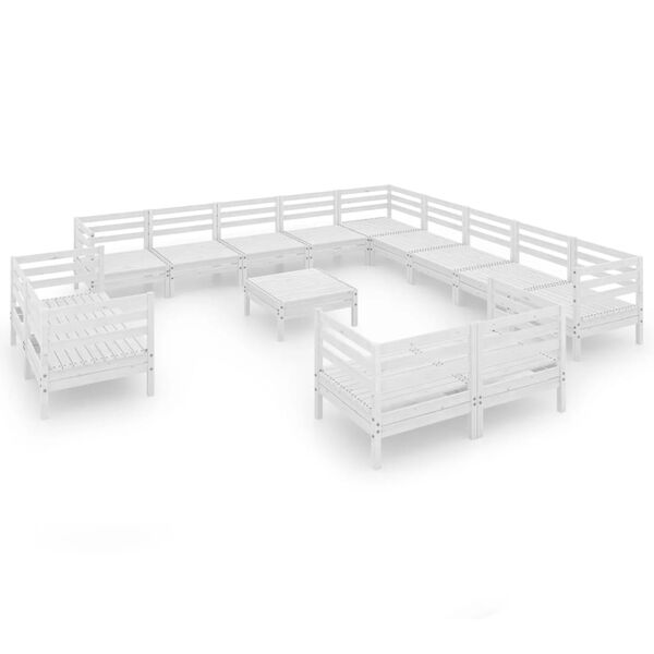 vidaXL 14-osainen puutarhasohvasarja valkoinen t&auml;ysi m&auml;nty