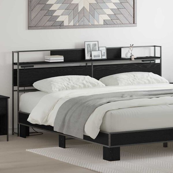 vidaXL S&auml;ilytysp&auml;&auml;ty hyllyll&auml; p&auml;&auml;tyll&auml; Musta tammi 180 cm Tekninen puu