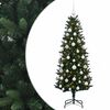 vidaXL Muovinen joulukuusi koristeilla 120 cm 150 LEDi&auml;