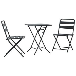 vidaXL Puutarhan Bistro Set 3 kpl Antrasiitti Ter&auml;s