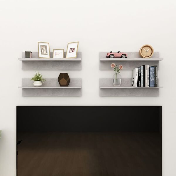 vidaXL Sein&auml;hyllyt 4 kpl betoninharmaa 60x11,5x18 cm lastulevy