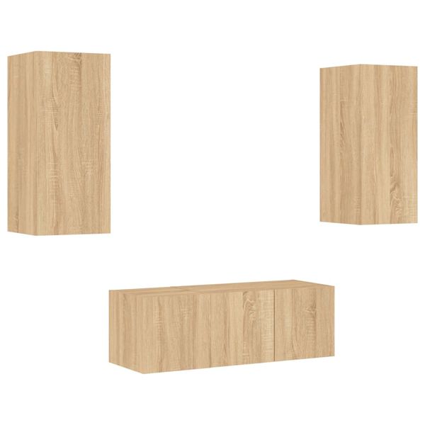 vidaXL 4-osainen LED TV-kaappisarja Sonoma-tammi tekninen puu