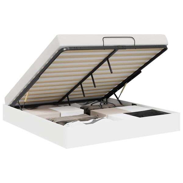 vidaXL Ottoman S&auml;ngyn Runko Valkoinen 193 x 120 x 25 cm Lastulevy