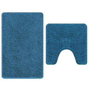 vidaXL Liukumaton kylpyhuoneen matto-setti 2 kpl Sininen 50 x 50 cm PP