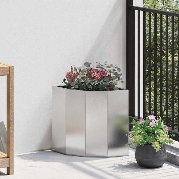 vidaXL Kulmapenkin Ruukku Hopea 30 x 30 x 35 cm Ruostumaton teräs