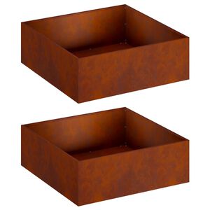 vidaXL Puutarha ruukku 2 kpl Ruosteinen 60 x 60 x 20 cm