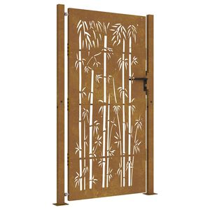 vidaXL Puutarhaportti 100x200 cm Corten-ter&auml;s Bambukuvio