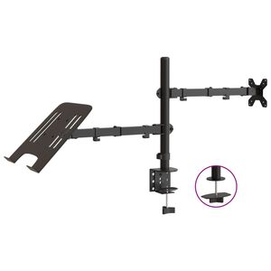 vidaXL N&auml;ytt&ouml;teline musta ter&auml;s VESA 75/100 mm