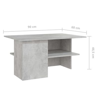 vidaXL Sohvapöytä betoninharmaa 90x60x46,5 cm lastulevy