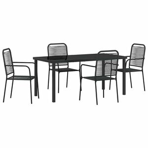 vidaXL Piharuokailu setti 5 pcs Musta Jauhemaalattu Ter&auml;s
