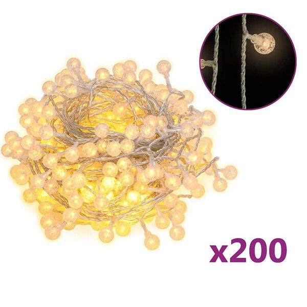 vidaXL Pallo keijuvalonauha 20 m 200 LED-valoa l&auml;mmin valk. 8-toiminen
