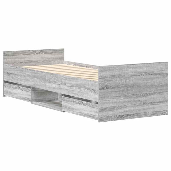 vidaXL Sängynrunko päädyillä harmaa Sonoma 90x190 cm