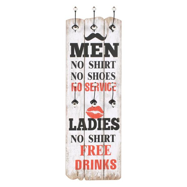 vidaXL Seinänaulakko 6 koukulla MEN LADIES 120x40 cm