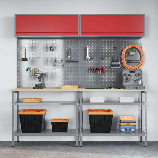 vidaXL Ty&ouml;p&ouml;yt&auml;setti hyllyll&auml; s&auml;ilytystilassa S&auml;&auml;dett&auml;v&auml; Harmaa Ter&auml;s