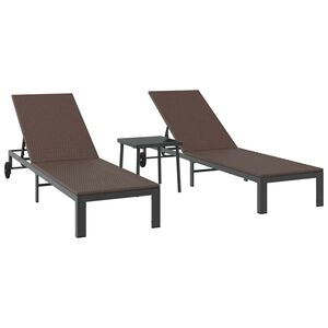 vidaXL Aurinkotuoli 3 kpl polyrottinki Ruskea