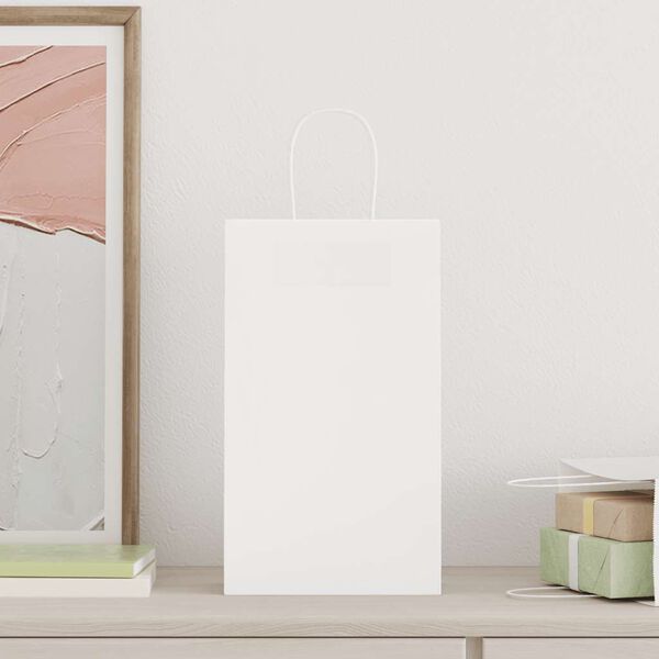 vidaXL Paperikassit 250 kpl kahvoilla valkoinen 21x11x36 cm