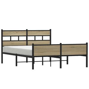 vidaXL Metallinen s&auml;ngynrunko ilman patjaa Sonoma-tammi 160x200 cm