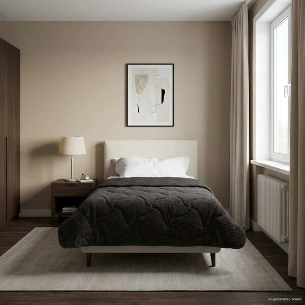 vidaXL Koko Vuoden Peitto Quiltottu Antrasiitti 155 x 220 cm