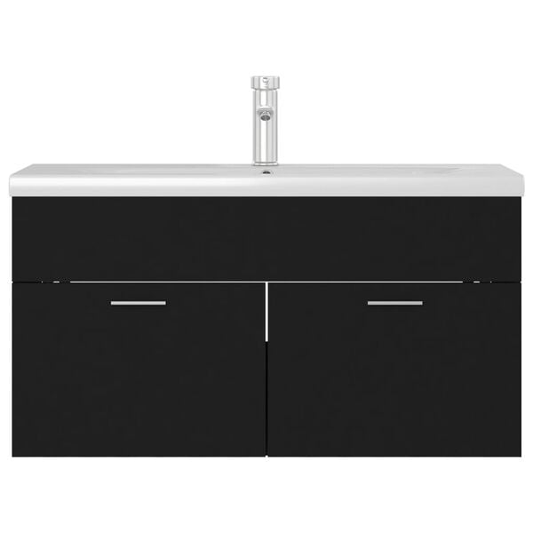 vidaXL Allaskaappi sis&auml;&auml;nrakennetulla altaalla musta tekninen puu