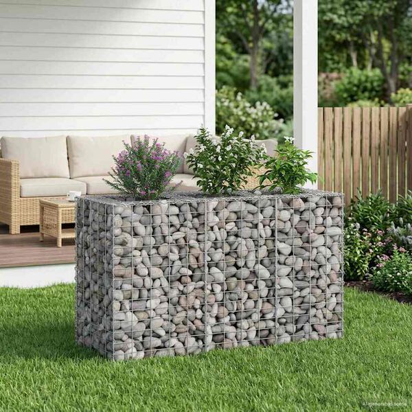 vidaXL Gabion Kohotettu Peti Hopea 130 x 50 x 80 cm Galvanoitu ter&auml;s