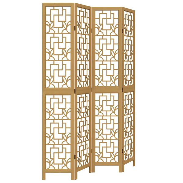 vidaXL 4-Paneelinen tilanjakaja ruskea t&auml;ysi keisaripuu