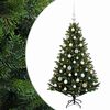 vidaXL Muovinen joulukuusi koristeilla 120 cm 150 LEDi&auml;