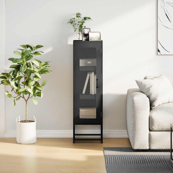 vidaXL Highboard Musta 36x39x123 cm Kylm&auml;valssattu ter&auml;s