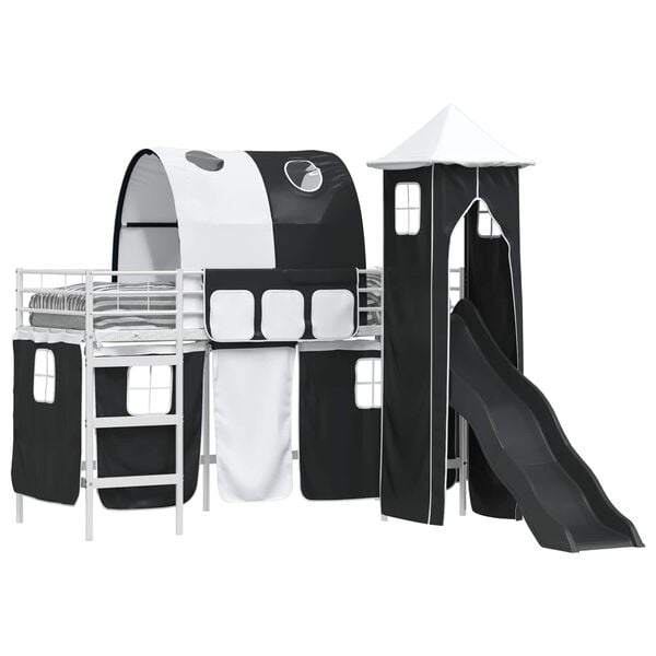 vidaXL Lasten parvis&auml;ngyn runko Valkoinen ja musta 3FT Single Metalli