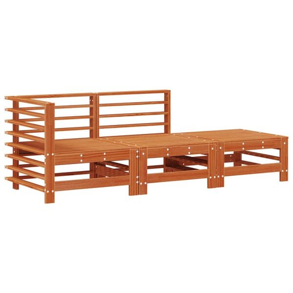 vidaXL Kulmasohva 3 Kappale Vahans&auml;vyinen Ruskea Massiivim&auml;nty