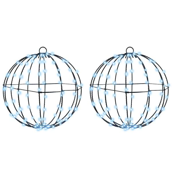 vidaXL Pallo 192 LED-valoilla 2 pcs Kylmä valkoinen 30 cm Metalli