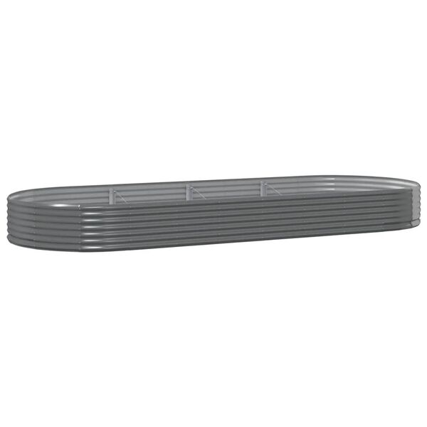 vidaXL Korotettu kukkalaatikko galvanoitu teräs 373x140x36cm harmaa