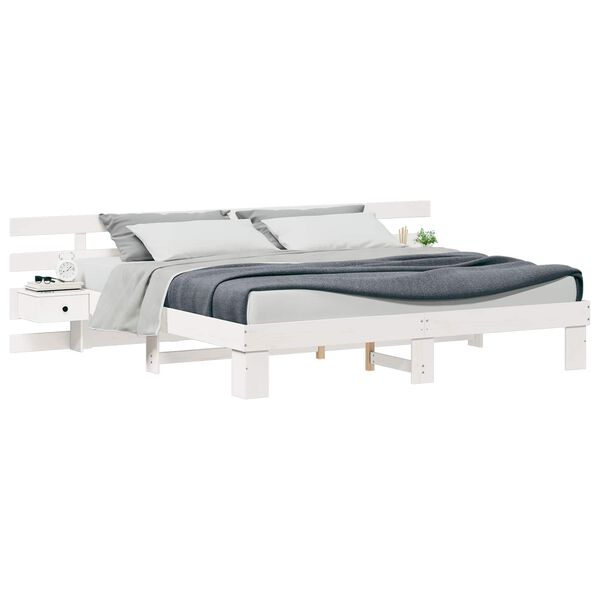 vidaXL S&auml;ngyn runko Valkoinen 6FT Super King Size Massiivinen m&auml;nty