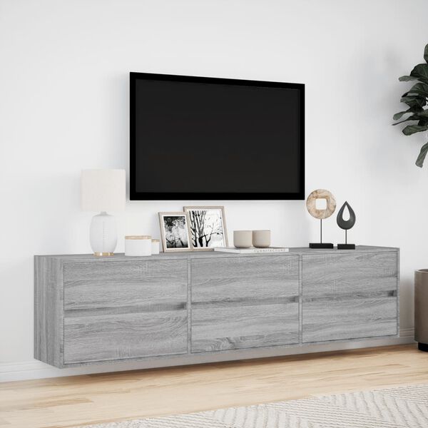 vidaXL TV-sein&auml;kaappi LED-valoilla harmaa Sonoma 180x31x45 cm