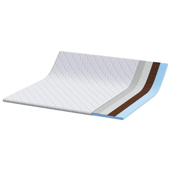 vidaXL Kookos Topper Valkoinen 180 x 200 x 5 cm Jacquard-kangas