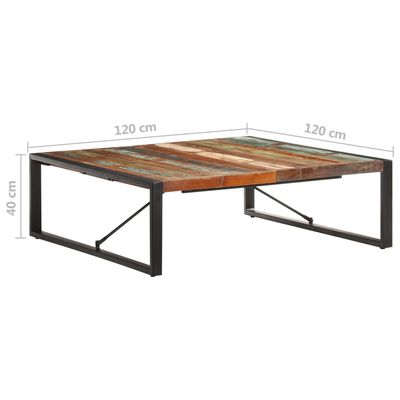 vidaXL Sohvapöytä 120x120x40 cm kierrätetty täyspuu