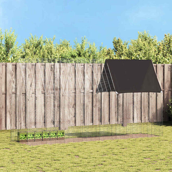 vidaXL Kaniinih&auml;kki Hopea 400 x 100 x 210 cm Galvanoitu ter&auml;s