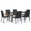 vidaXL 7-osainen Ulkoruokailuryhm&auml; musta kangas ja ter&auml;s