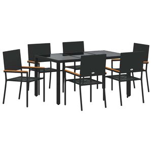 vidaXL Piharuokailu setti 7 kpl Musta polyrottinki