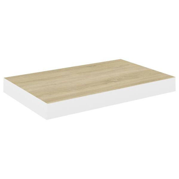 vidaXL Kelluvat sein&auml;hyllyt 4 kpl tammi ja valkoinen 50x23x3,8 cm MDF