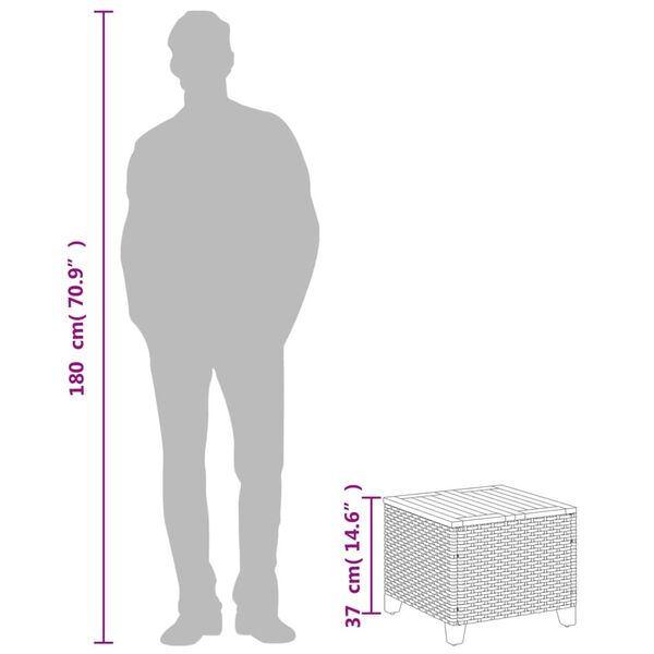 vidaXL Puutarhapöytä beige 45x45x37 cm polyrottinki ja akasiapuu