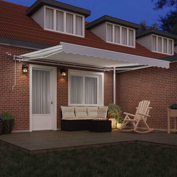 vidaXL Vetoutuva markiisi Valkoinen 400 &times; 300 cm Polyesteri ja metalli