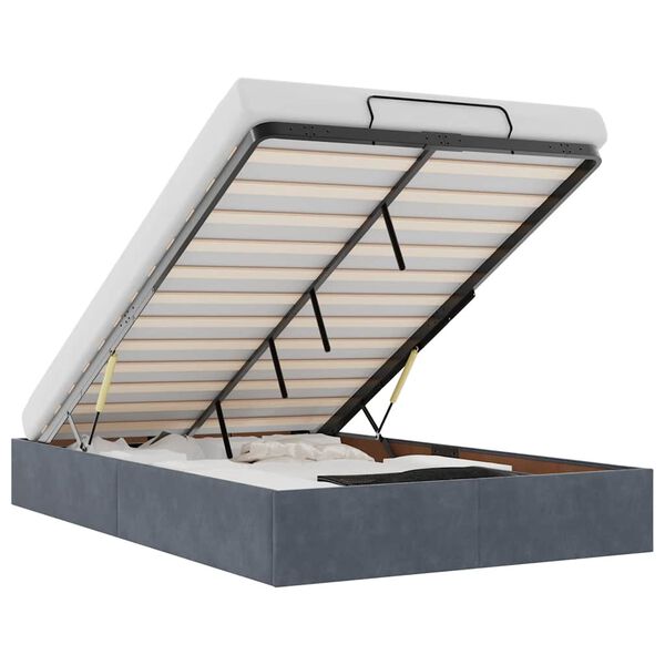 vidaXL Ottomaanien sängyn runko ilman patjaa tummanharmaa sametti