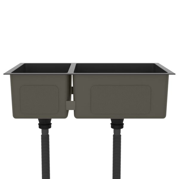 vidaXL Tiskiallas musta ruostumaton ter&auml;s