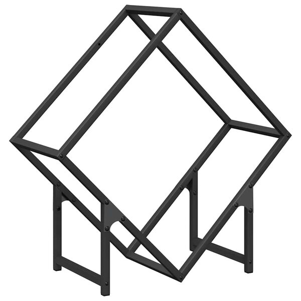 vidaXL Polttopuuteline Musta 60x25x60 cm Kylm&auml;valssattua ter&auml;st&auml;