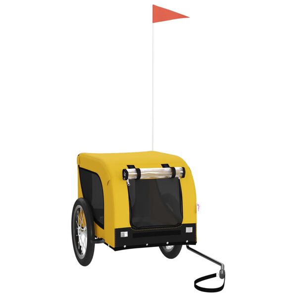 vidaXL Lemmikinkuljetuskärry polkupyörään kelt./musta kangas ja rauta