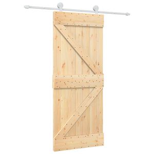 vidaXL Liukuovi 85 x 210 cm Massiivinen m&auml;nty (k&auml;sittelem&auml;t&ouml;n)