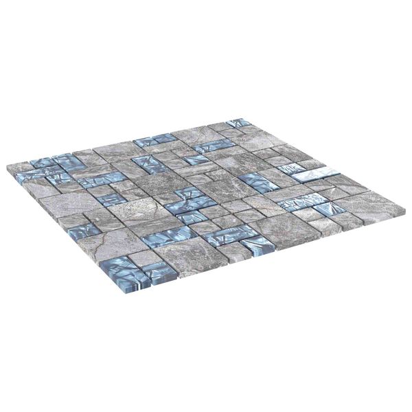 vidaXL Mosaiikkilaatta 11 pcs Harmaa ja sininen 50 x 50 cm Lasi
