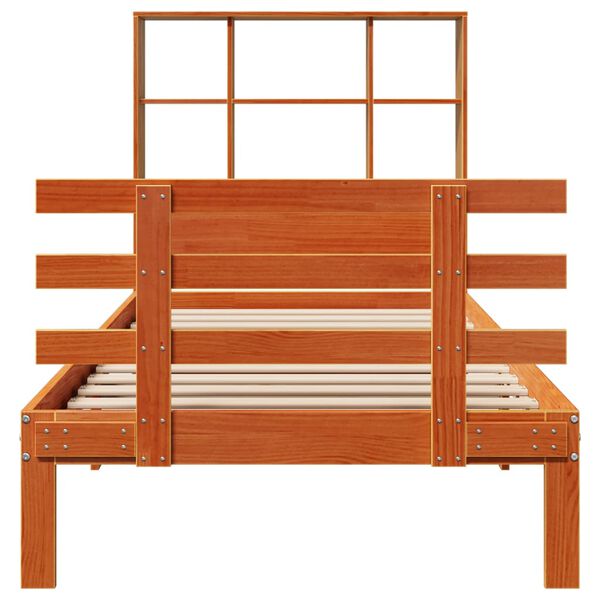 vidaXL S&auml;nky/kirjahylly ilman patjaa vahanruskea 90x190 cm t&auml;ysi m&auml;nty