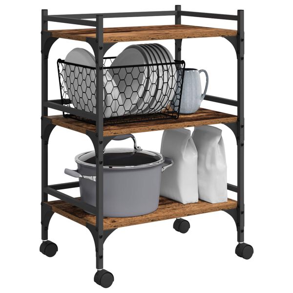 vidaXL Keitti&ouml;vaunu Vanha Puu 50 x 35 x 75.5 cm Tekninen puu